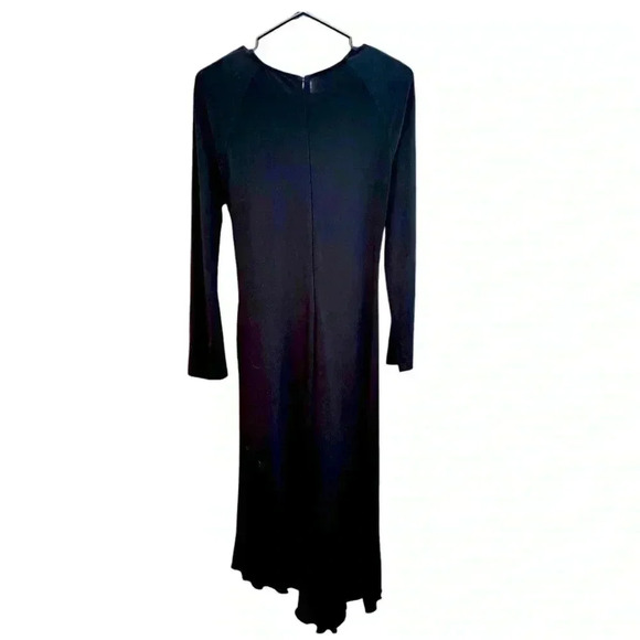 Joseph Ribkoff black, jersey knit, stretch, gathered at the waist, flowing dress - Picture 4 of 7